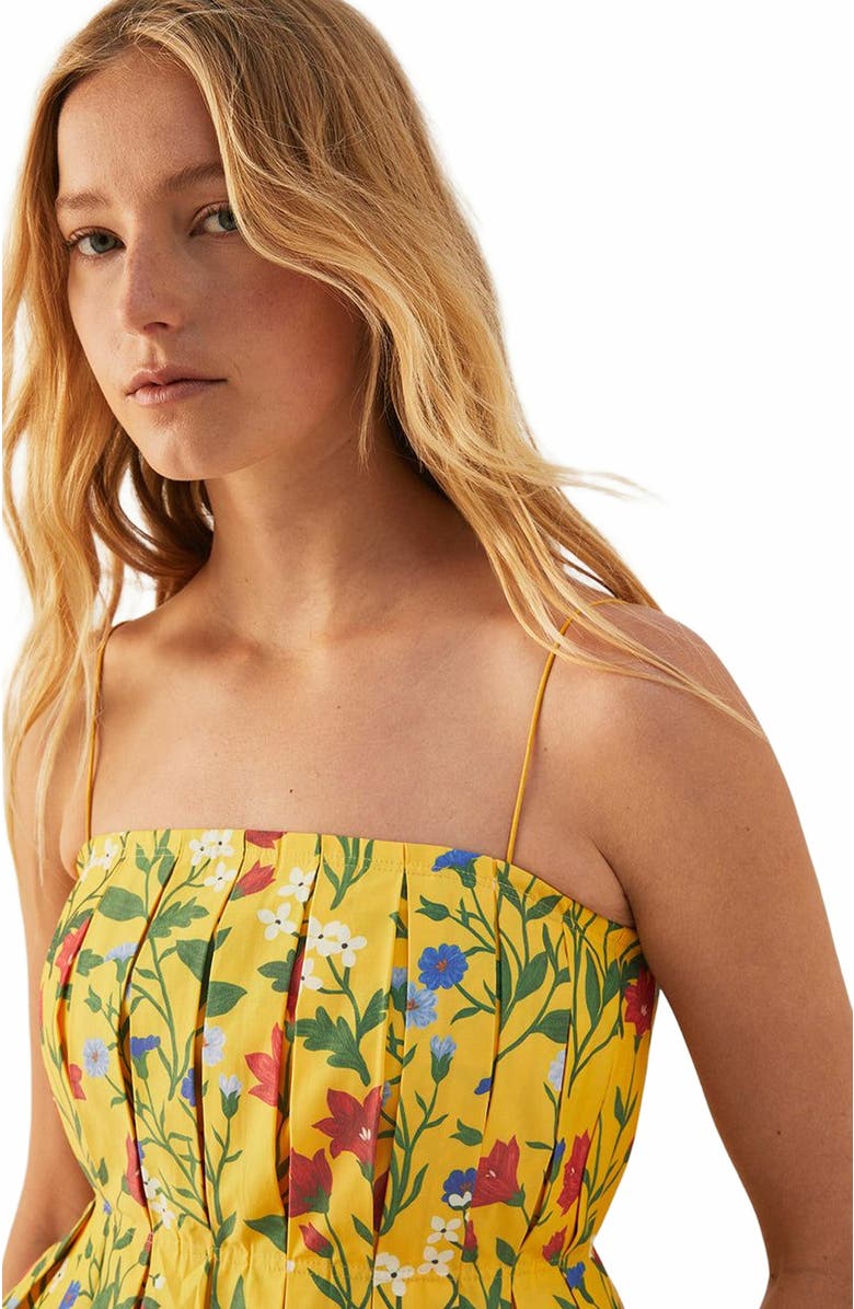 Rebecca Taylor Botanica Fleur Pleated Tank, Alternate, color, Dandelion