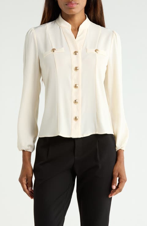 Stand Collar Button Front Shirt