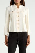 T Tahari Stand Collar Button Front Shirt