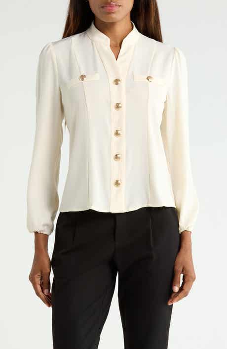 Stand Collar Button Front Shirt