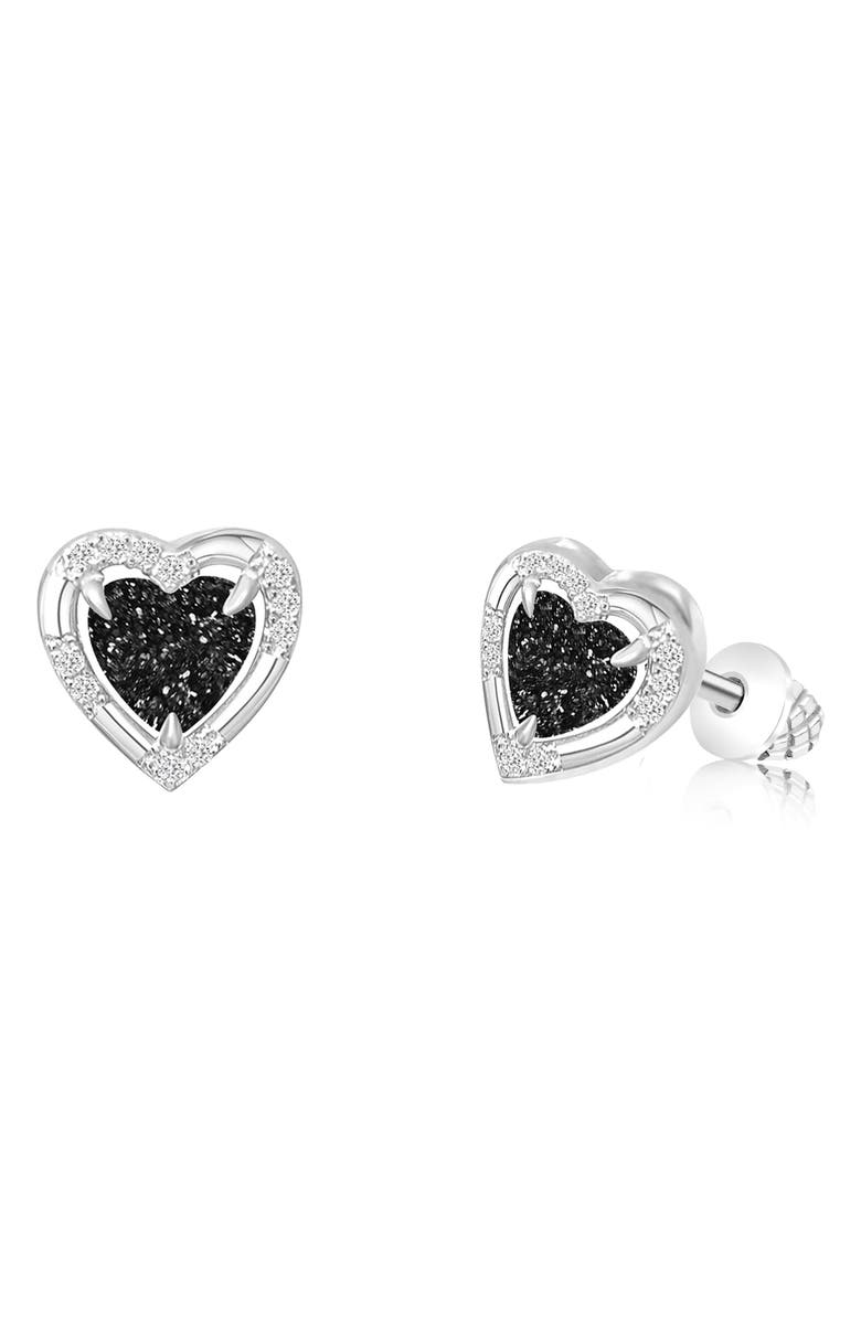 Chanteur Kids' Druzy Heart Stud Earrings, Main, color, Black/ Clear