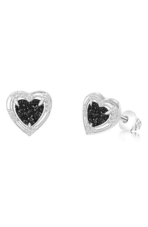 Kids' Druzy Heart Stud Earrings