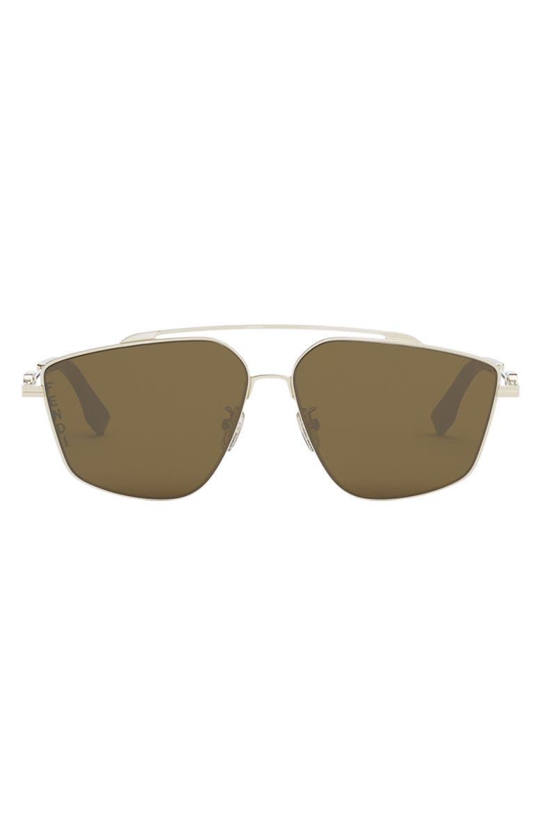Fendi 'Fendi O'Lock 58mm Geometric Sunglasses, Main, color, Gold / Brown