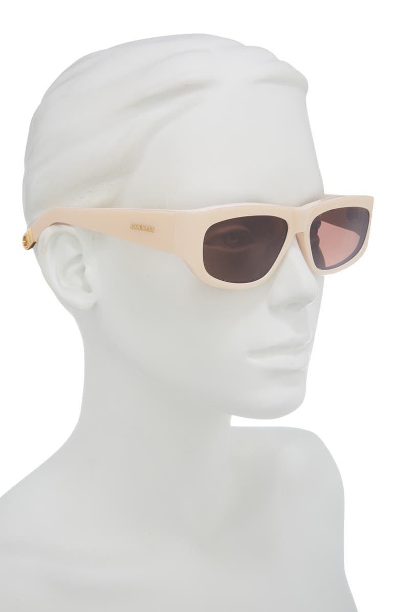Jacquemus 57mm Square Sunglasses, Alternate, color, Cream/ Gold