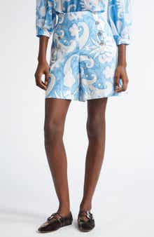 Etro Watercolor Paisley Cotton Shorts