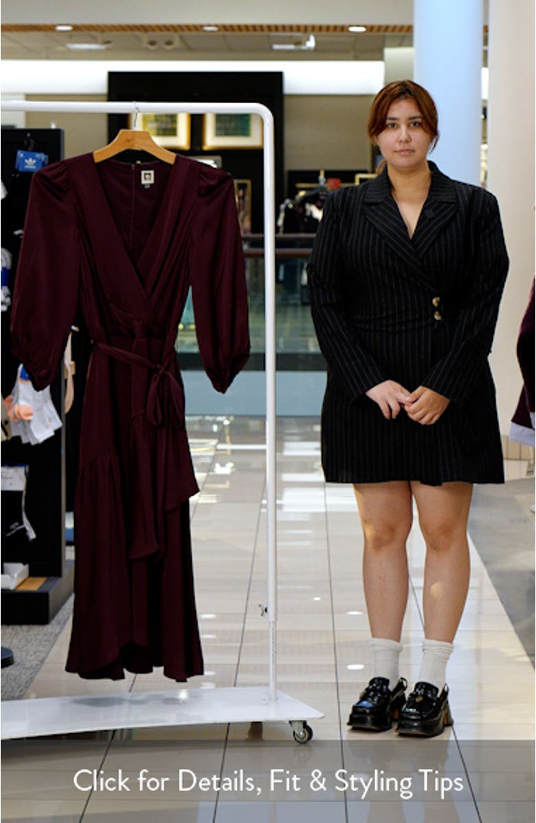 Tie Waist Long Sleeve Satin High/Low Maxi Dress, sales video thumbnail