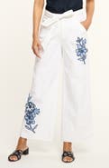 Cinq à Sept Mylah Floral Appliqué Wide Leg Pants