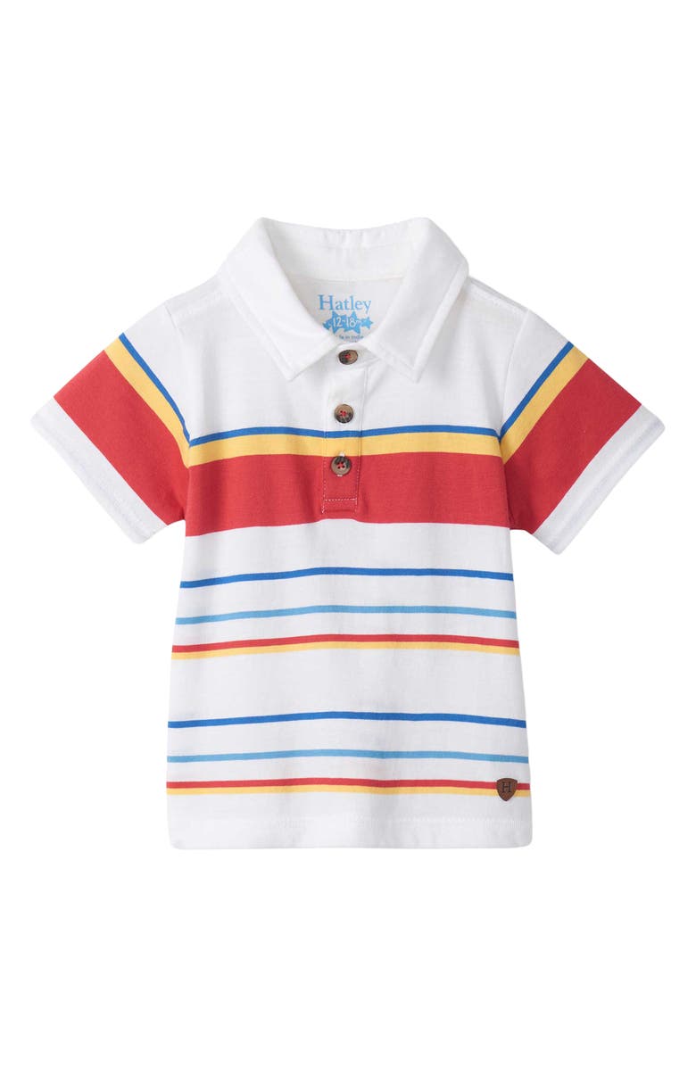 Hatley Kids' Seascape Stripe Peached Cotton Polo, Main, color,
