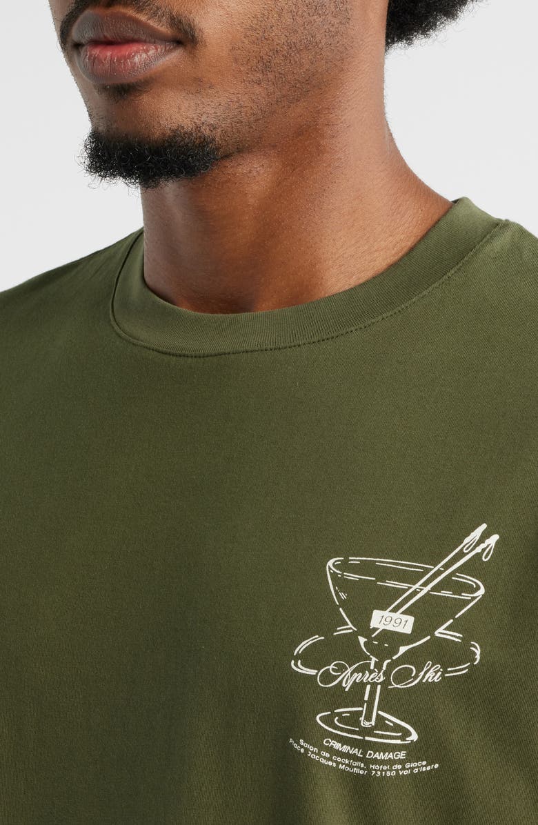 CRIMINAL DAMAGE Cocktail Lounge Oversize Graphic T-Shirt, Alternate, color, Dark Khaki