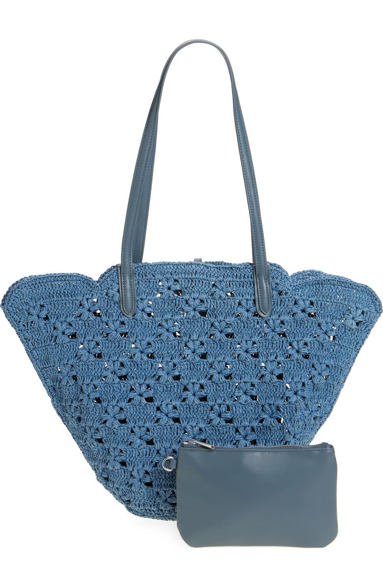 Sam Edelman Layla Floral Raffia Tote Bag, Alternate, color, Blue