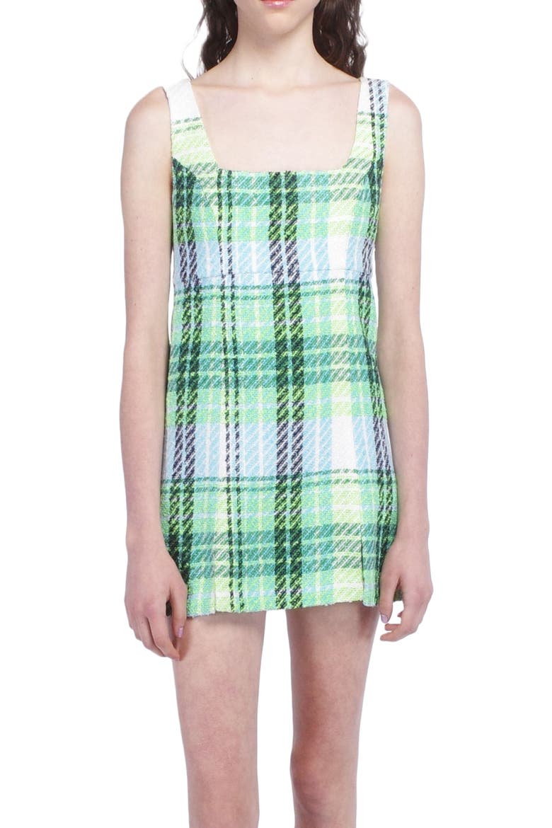 Capri Plaid Mini Dress, Alternate, color, LIME MULTI