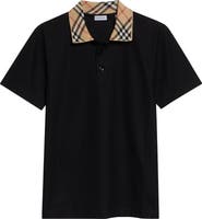 Burberry Evan Check Collar Cotton Piqué Polo