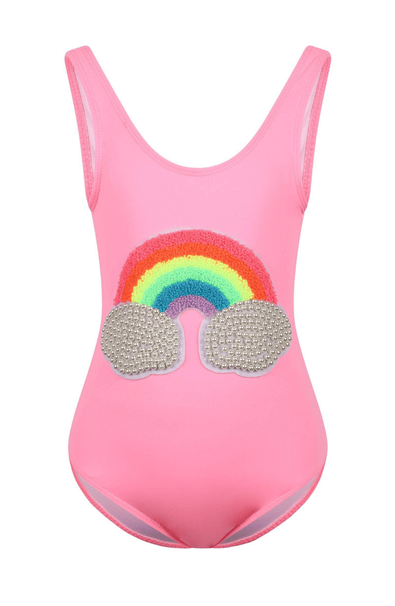Lola + The Boys Pearl Clouds Rainbow Swimsuit, Main, color, Pink
