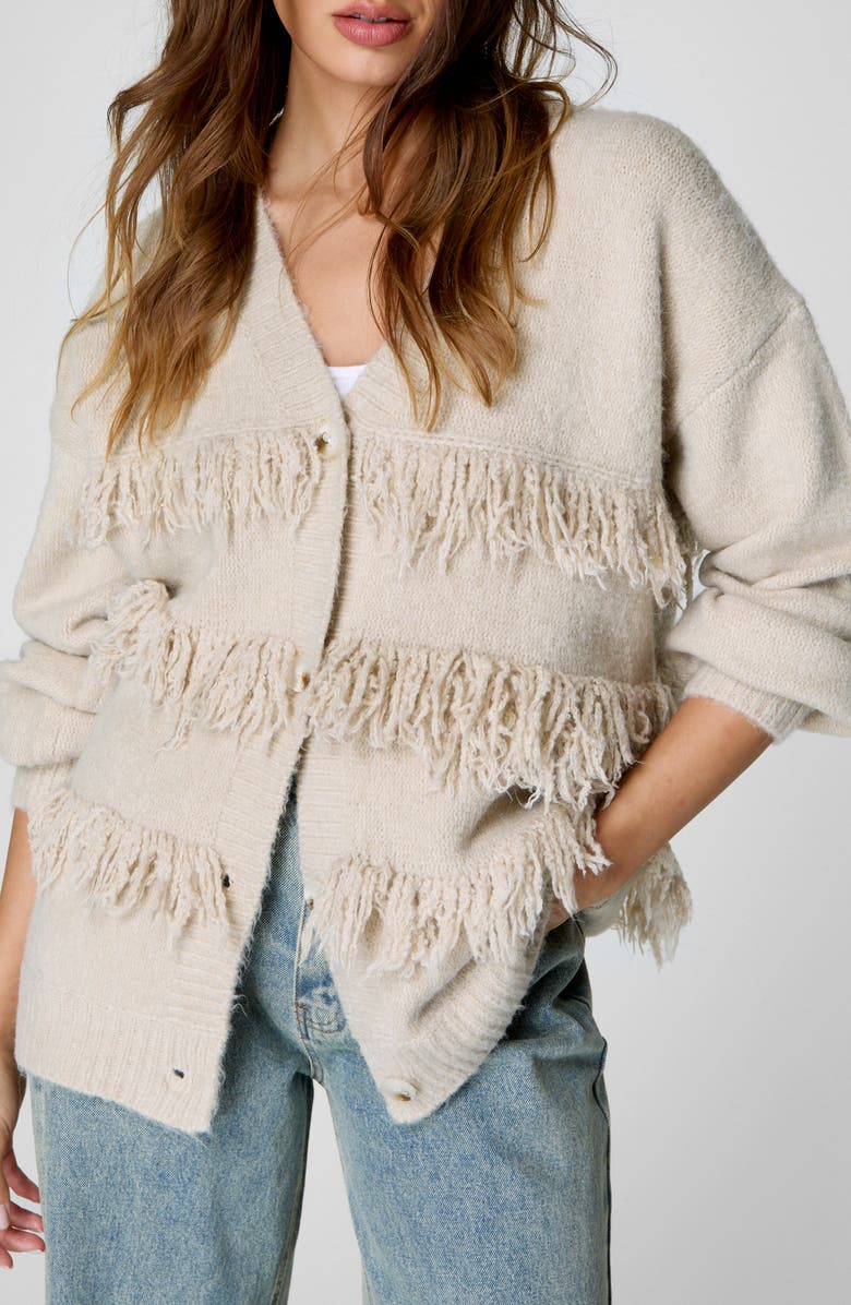NASTY GAL Fringe Cardigan, Main, color, 