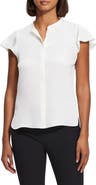 Theory Tp Mod Flounce Sleeve Silk Blouse