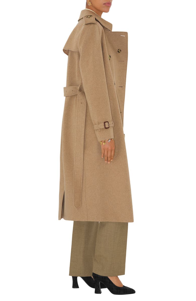 Burberry Kensington Cashmere Trench Coat, Alternate, color, Trail Melange
