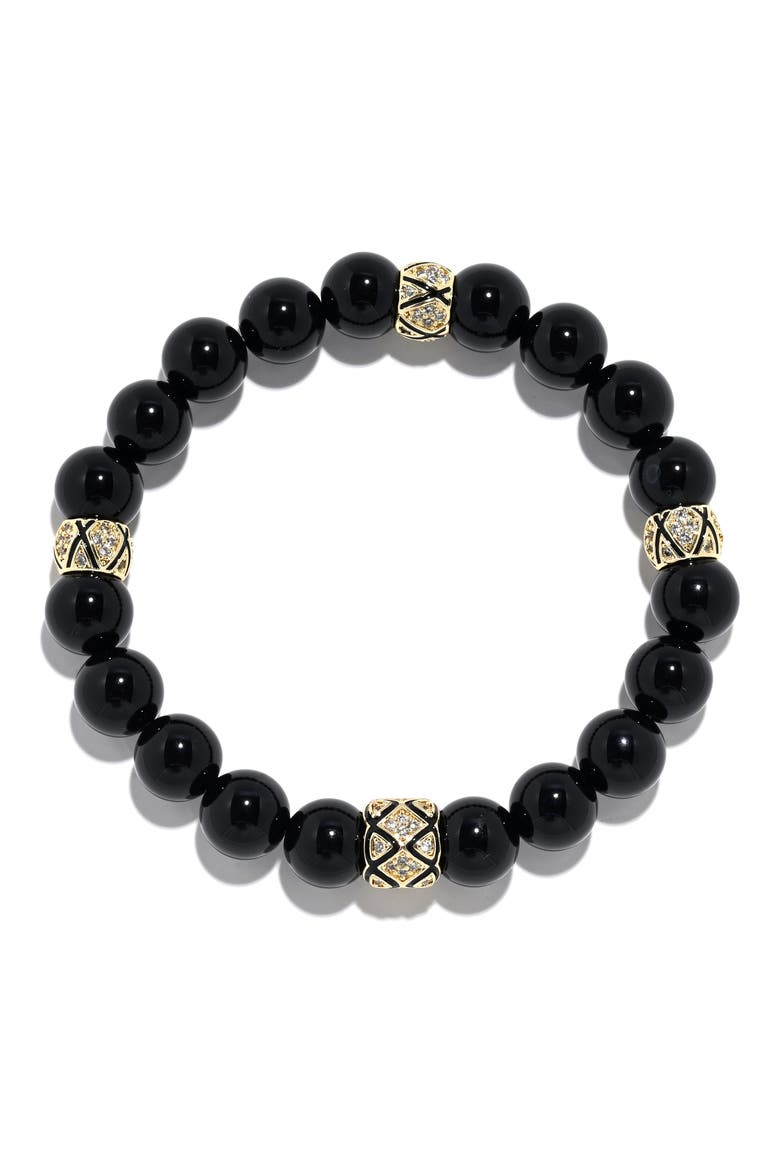 Ben Pavé Beaded Stretch Bracelet, Alternate, color, BLACK