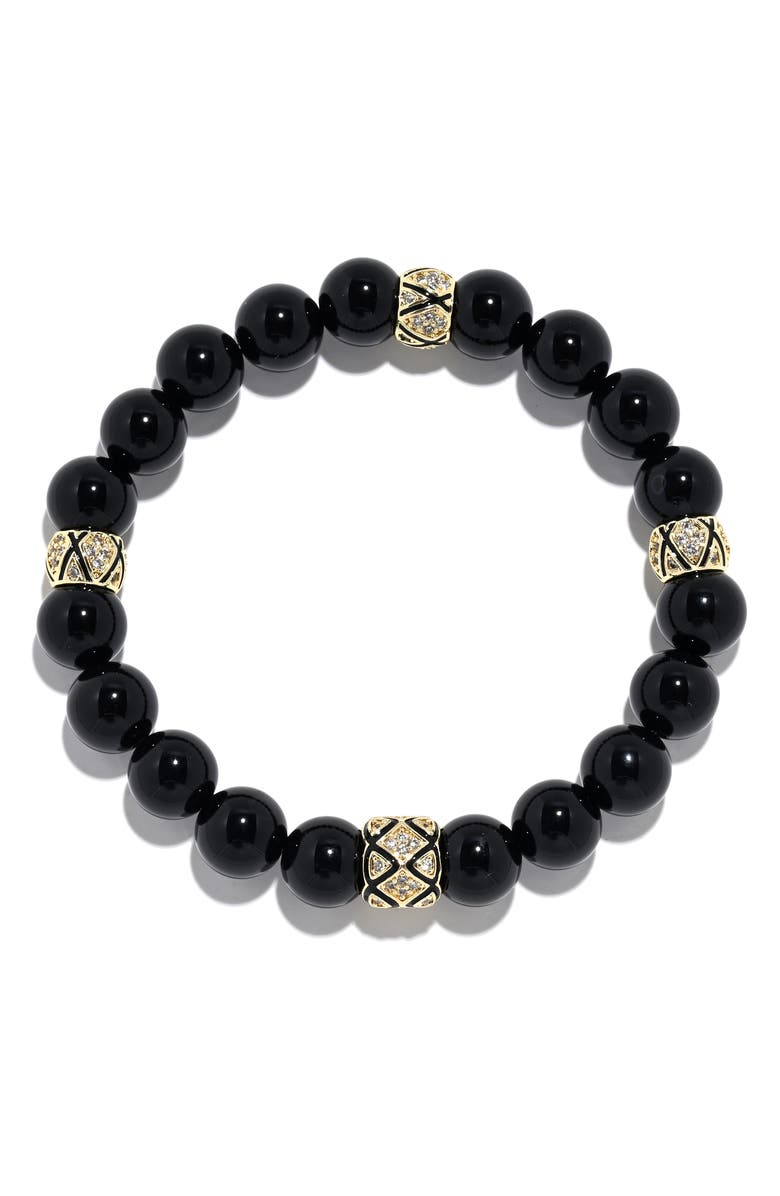EYE CANDY LOS ANGELES Ben Pavé Beaded Stretch Bracelet, Alternate, color, Black