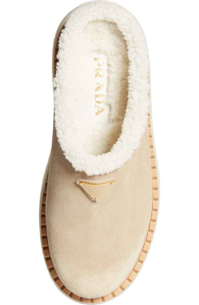 Prada Evolve Genuine Shearling Clog, Alternate, color, Ecru