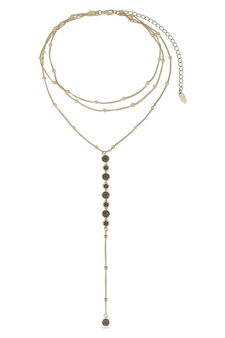 Triple Layer Y-Necklace, Alternate, color, BLACK