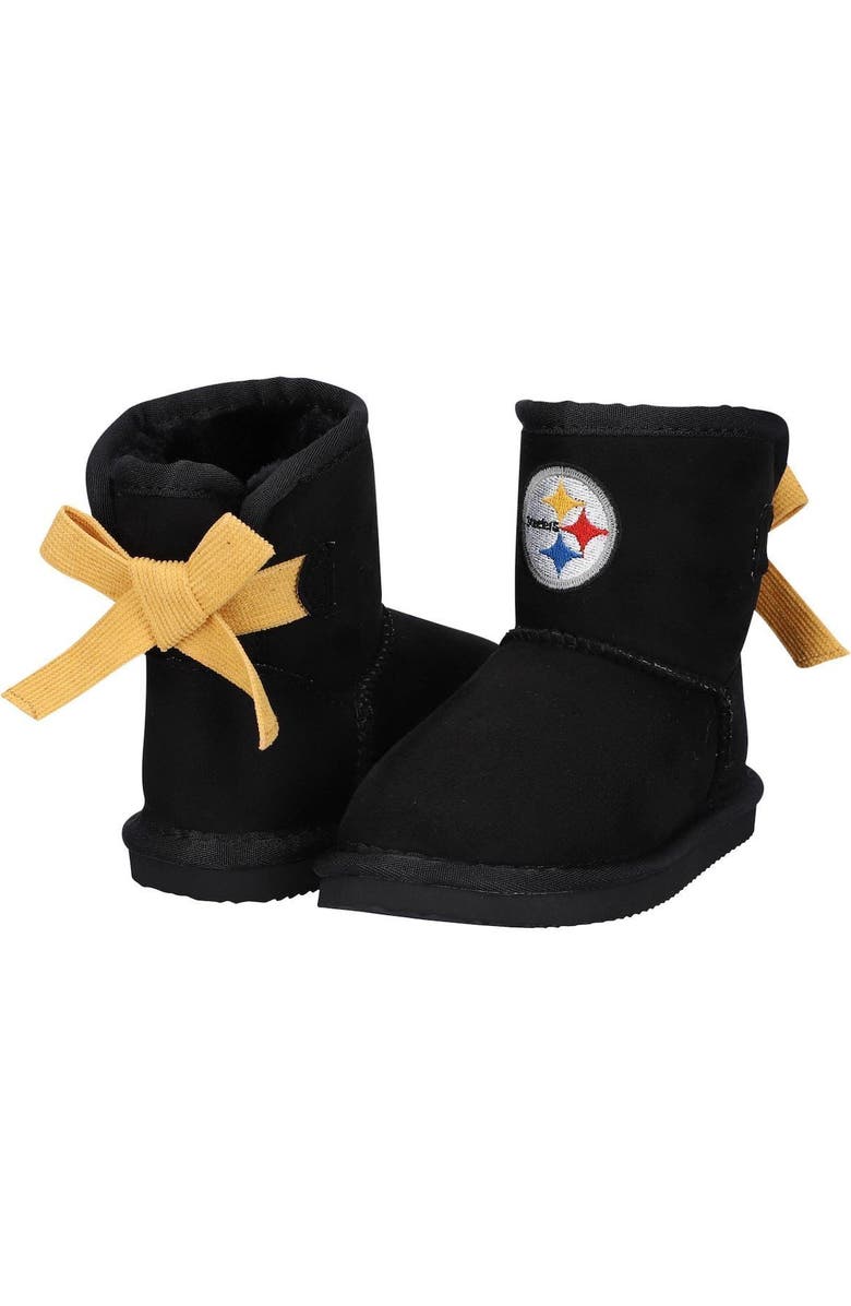 CUCE Girls Toddler Cuce Black Pittsburgh Steelers Low Team Ribbon Boots, Main, color,