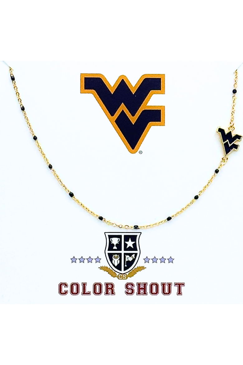 West Virginia University Side Necklace, Main, color, Yellow Gold