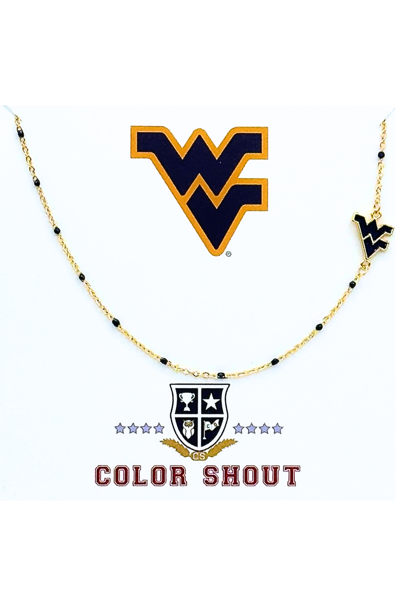 Color Shout West Virginia University Side Necklace, Main, color, Yellow Gold