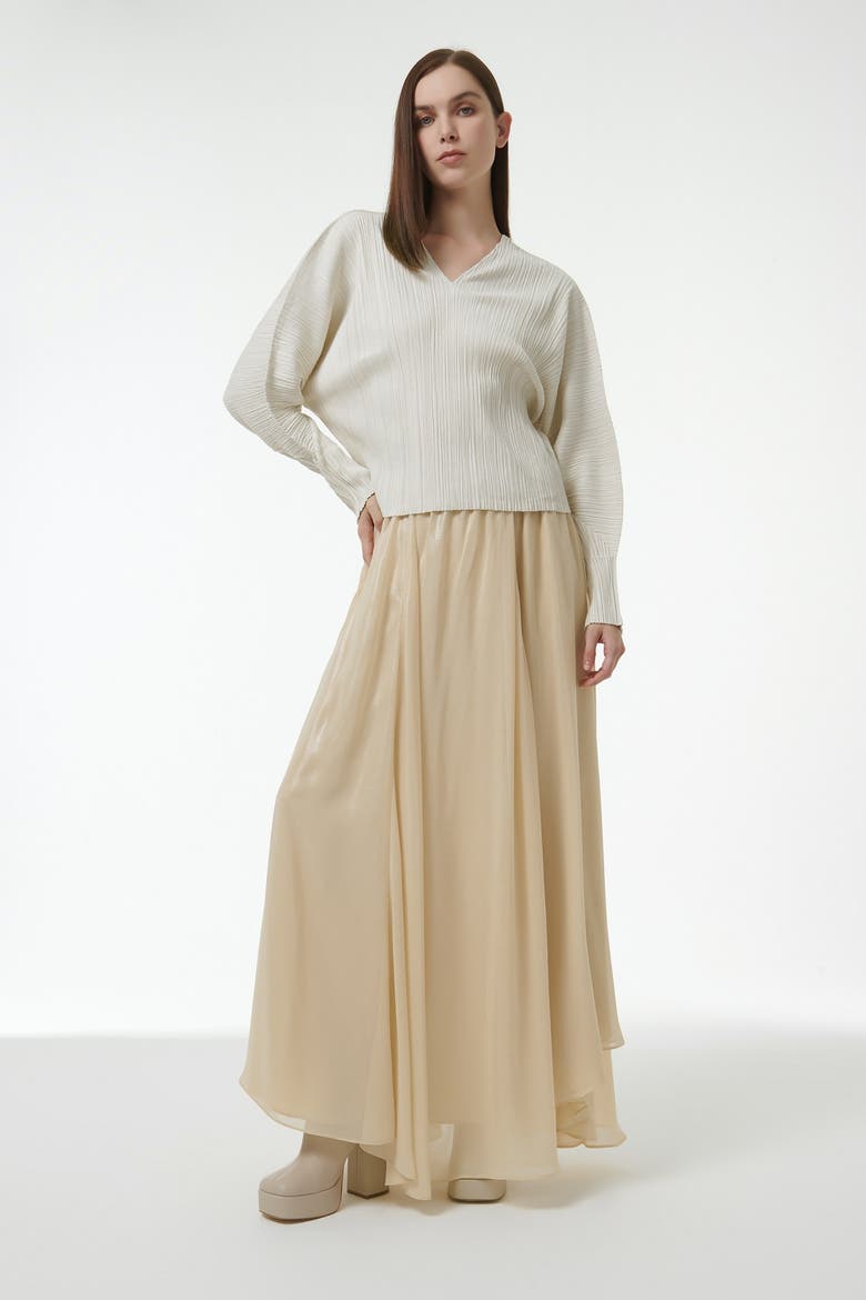 Elasticated Waist Asymmetric Skirt, Alternate, color, Neutrals