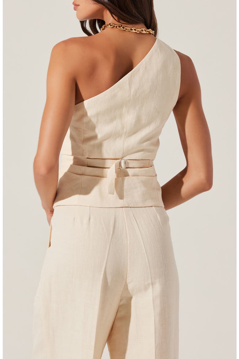 Bryony One-Shoulder Cotton & Linen Vest, Alternate, color, CREAM
