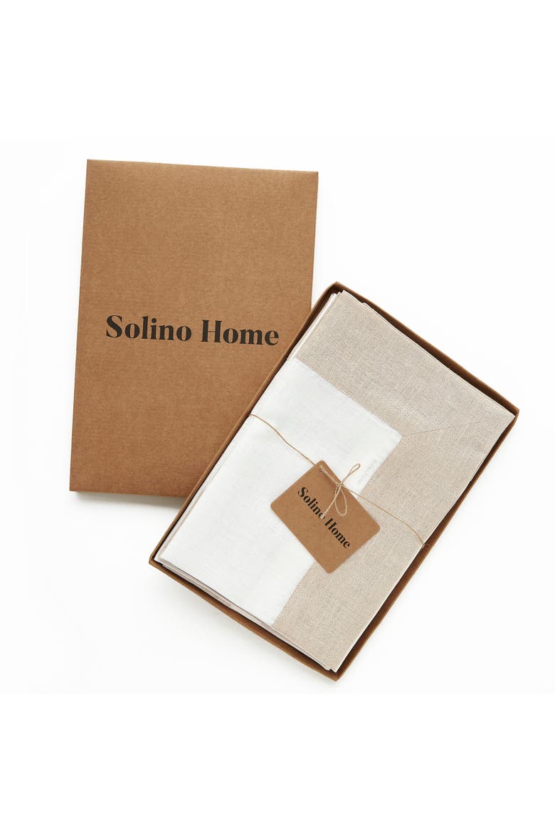 Linen Dinner Napkins Set of 4, 20 x 20" - Contempo, Alternate, color, Natural and White