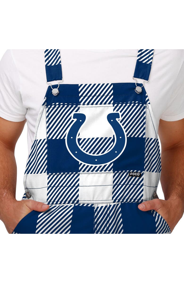 FOCO Men's FOCO Royal Indianapolis Colts Big Logo Plaid Overalls, Alternate, color,