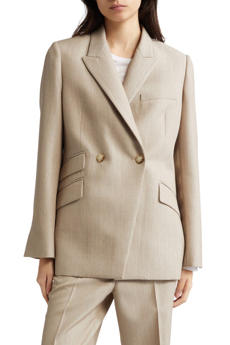 Steph Double Breasted Wool Twill Blazer, Main, color, OAT