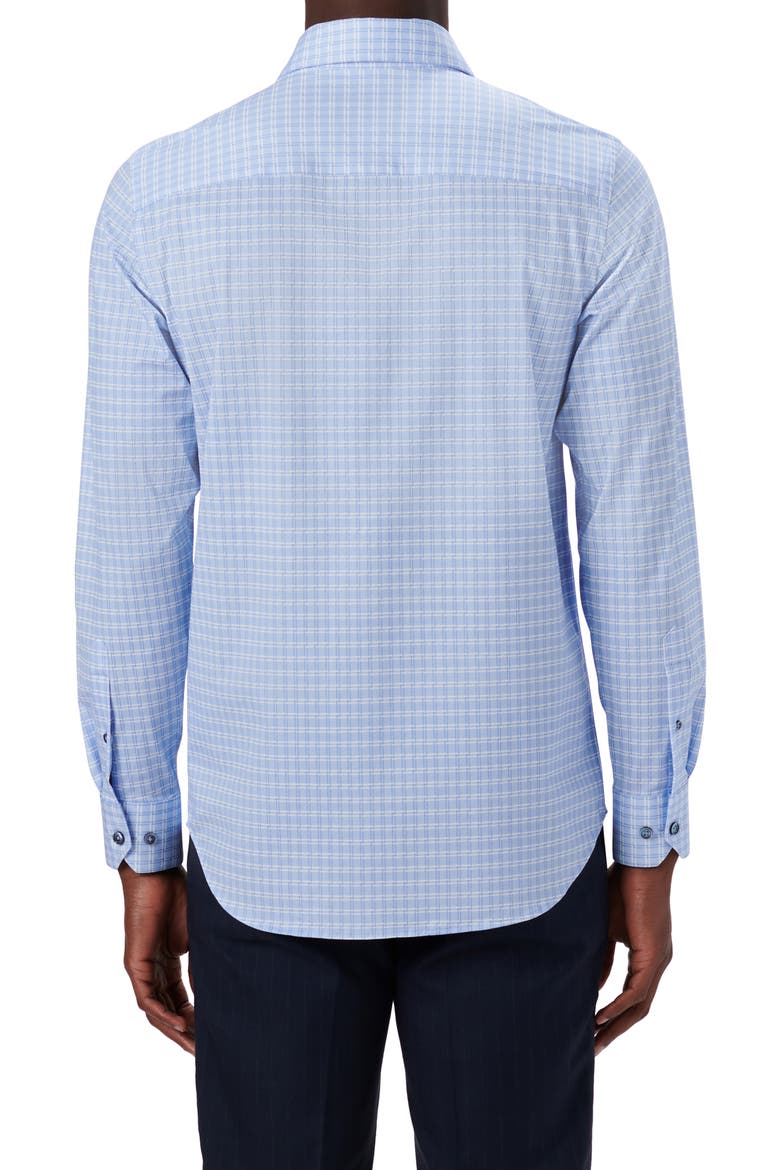 OoohCotton® Geometric Print Button-Up Shirt, Alternate, color, SKY