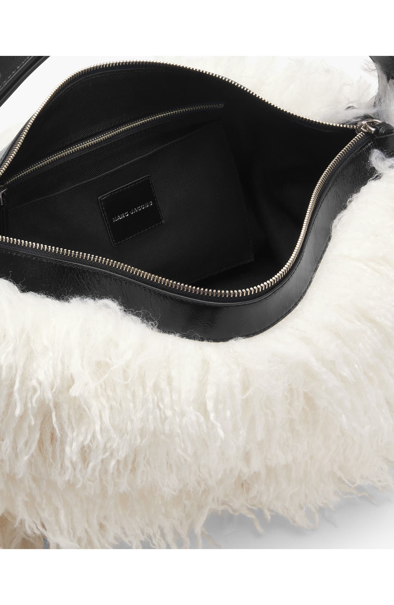 Scene Grunge Large Faux Fur Shoulder Bag, Alternate, color, IVORY