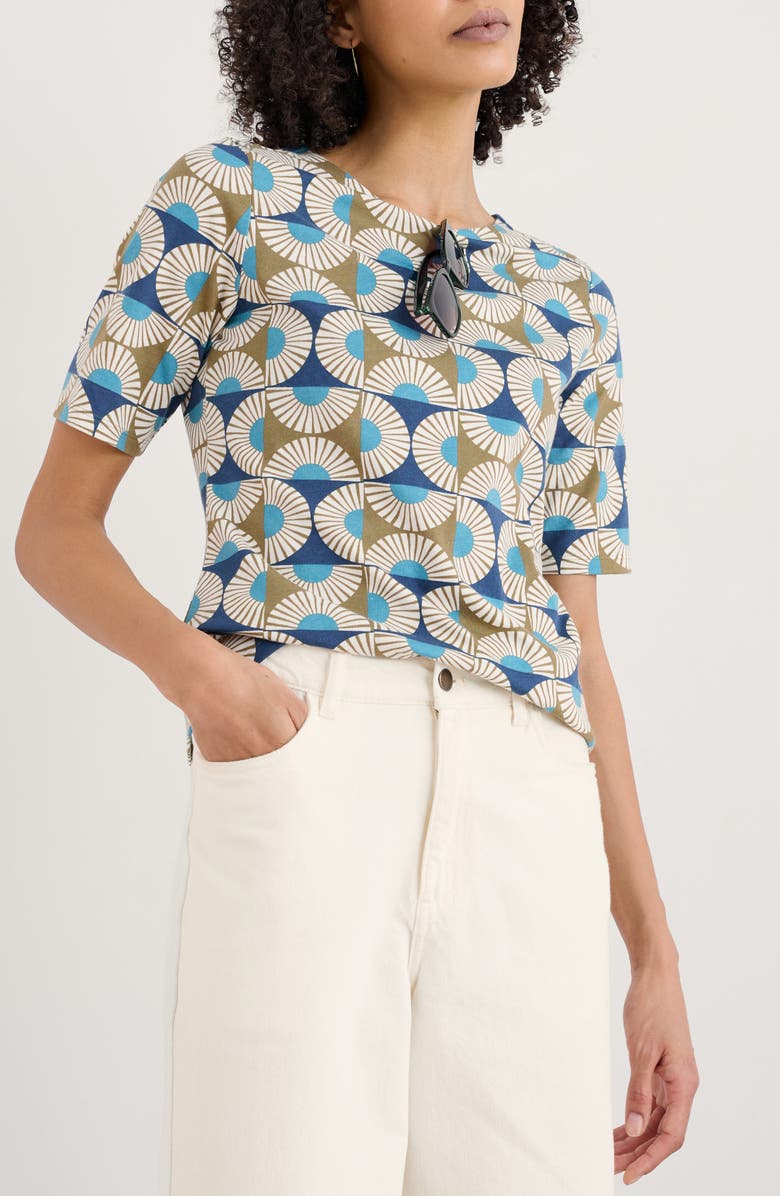 Seasalt Cornwall Poisson Print Organic Coton T-Shirt, Main, color, Sun Geo Poseidon