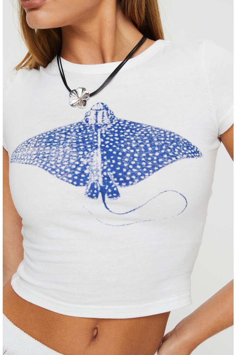 Sting Ray Organic Cotton Graphic Baby Tee, Alternate, color, WHITE