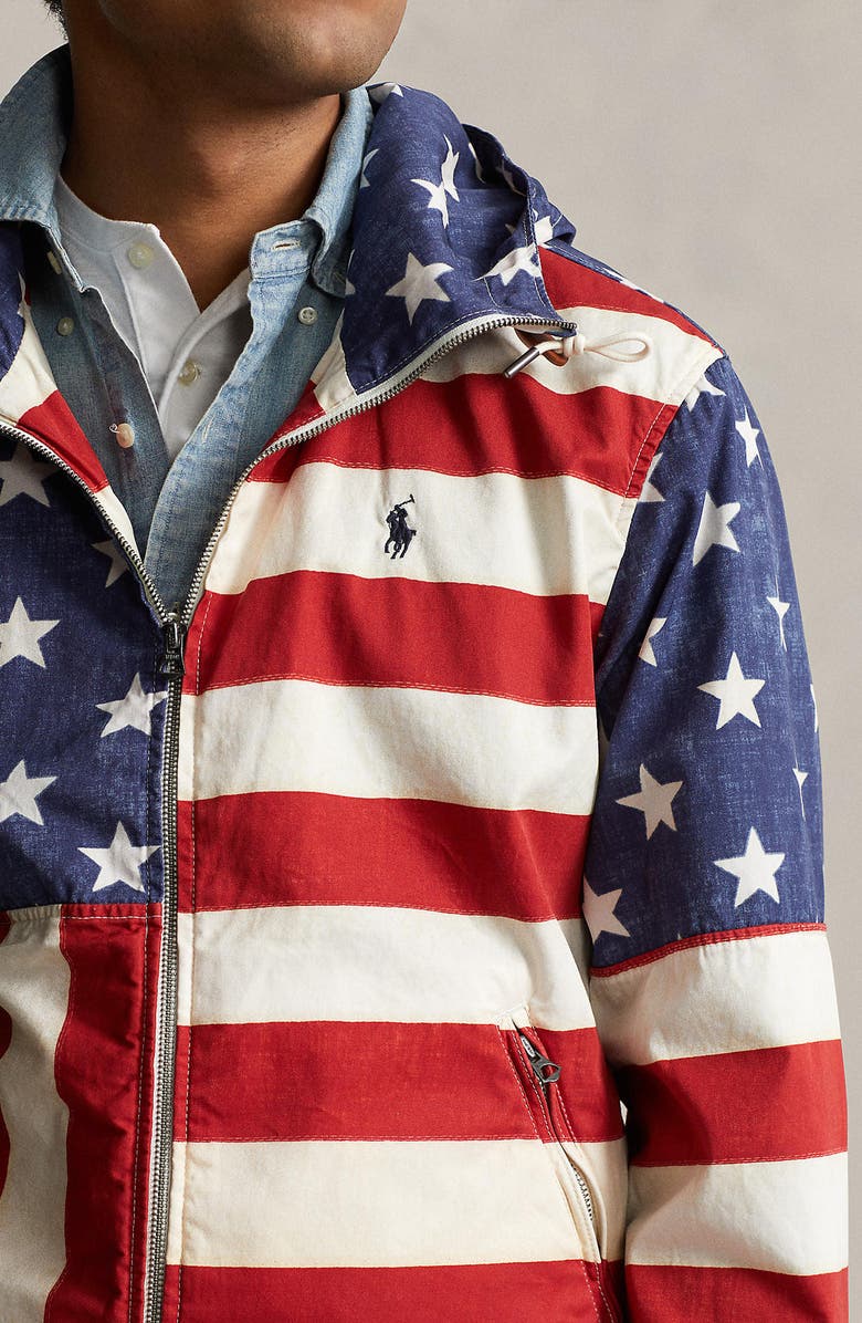 Polo Ralph Lauren American Flag Hooded Bomber Jacket, Alternate, color, 