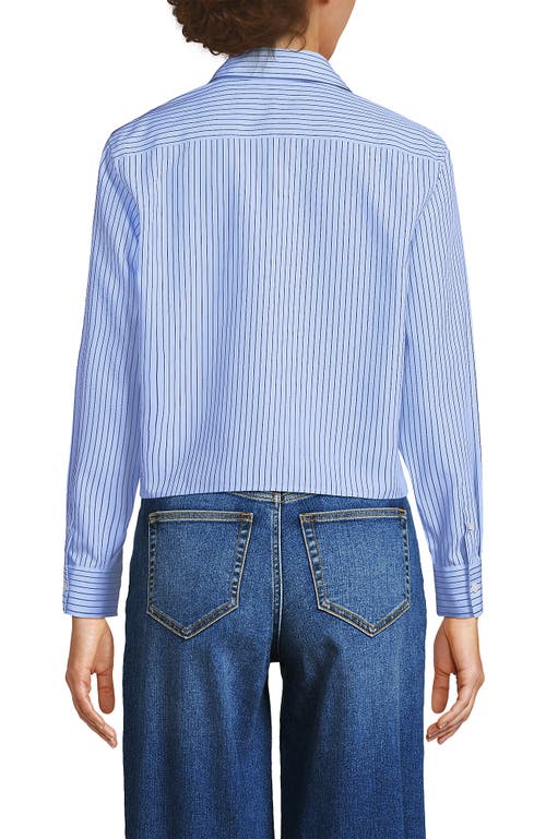 Lands' End No Iron Boxy Cropped Shirt In Blue