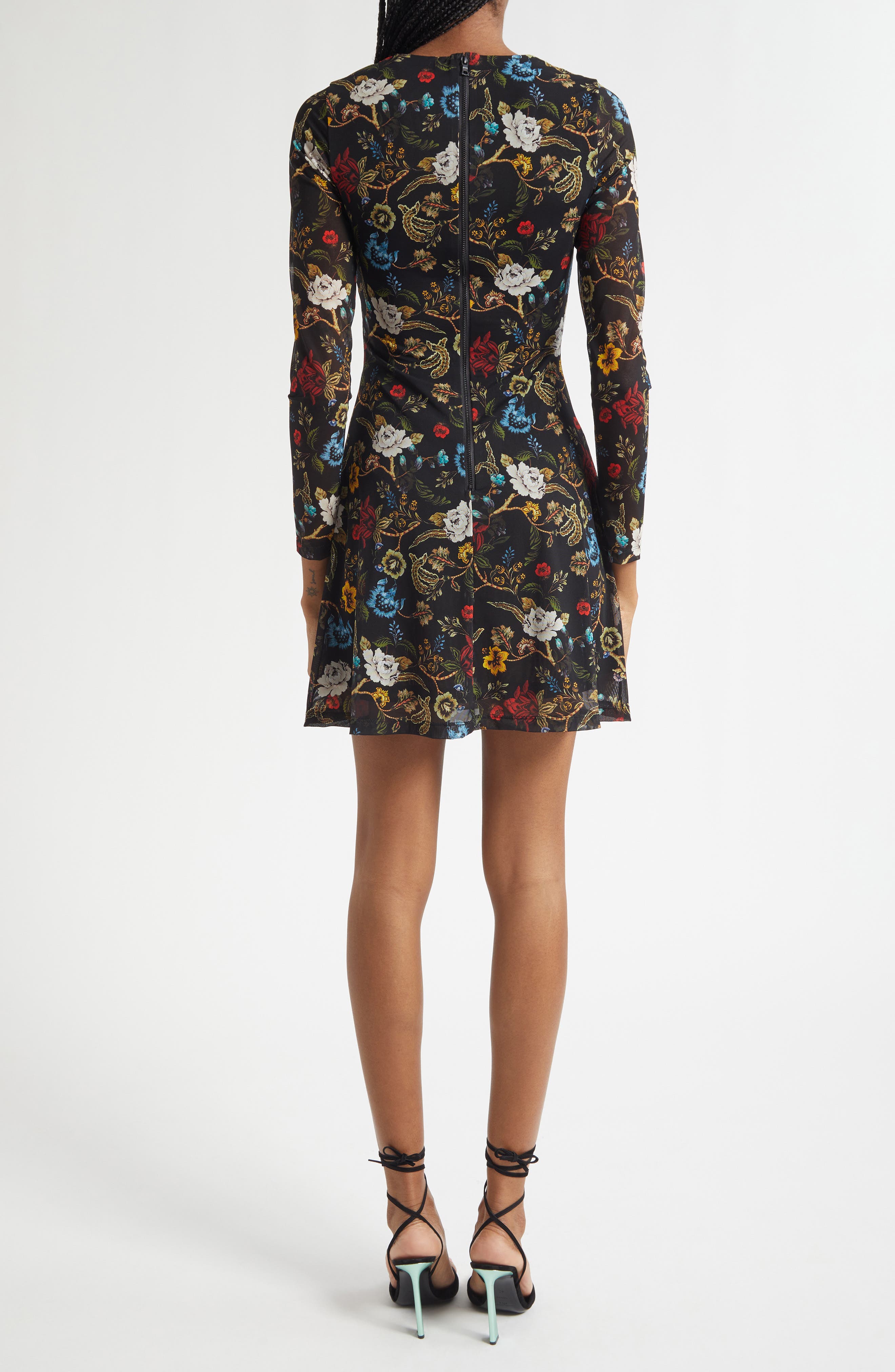 Delora Floral Long Sleeve Mesh Minidress - image 2
