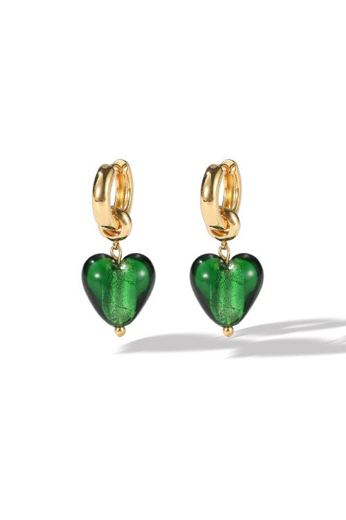 Classicharms Esmée Glaze Heart Dangle Earrings In Green