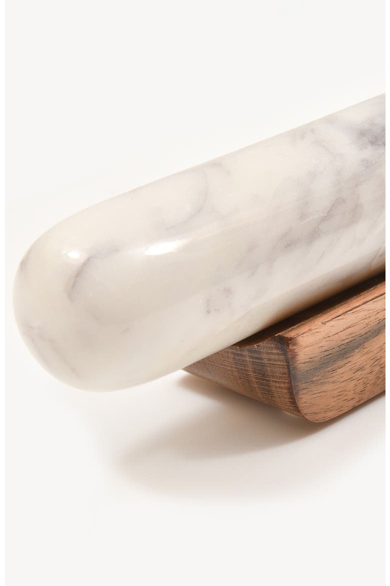 Marble Rolling Pin & Wood Base, Alternate, color, White