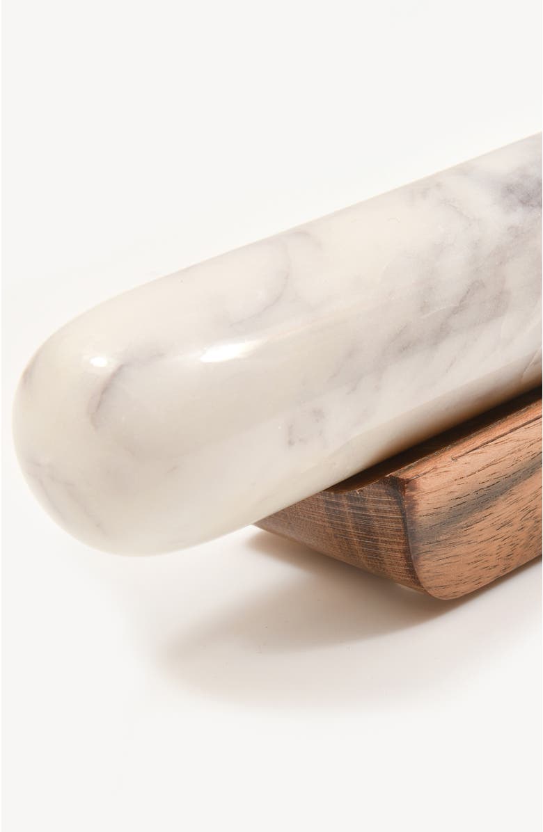 Verve Culture Marble Rolling Pin & Wood Base, Alternate, color, White