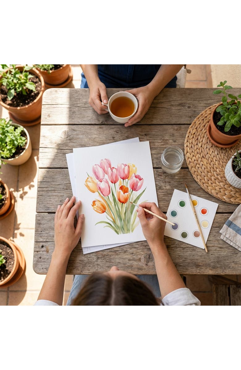 Breathe People All In One Watercolor Kits, Alternate, color, White Floral Watercolor -Tulip