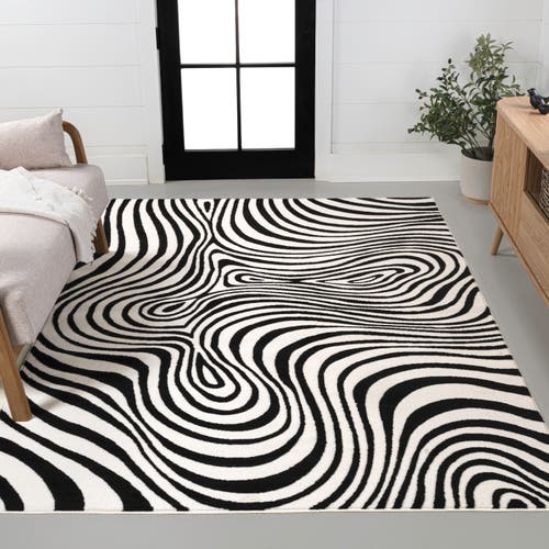 Jonathan Y Maribo High-low Abstract Groovy Striped Indoor/outdoor Area Rug In Black
