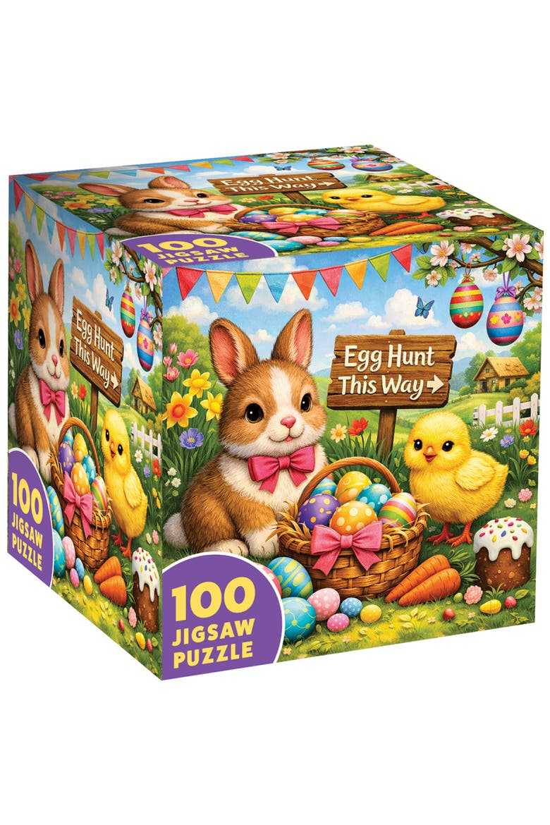 Easter 100 Piece Puzzle - Egg Hunt - 10"x10", Main, color, Multicolor