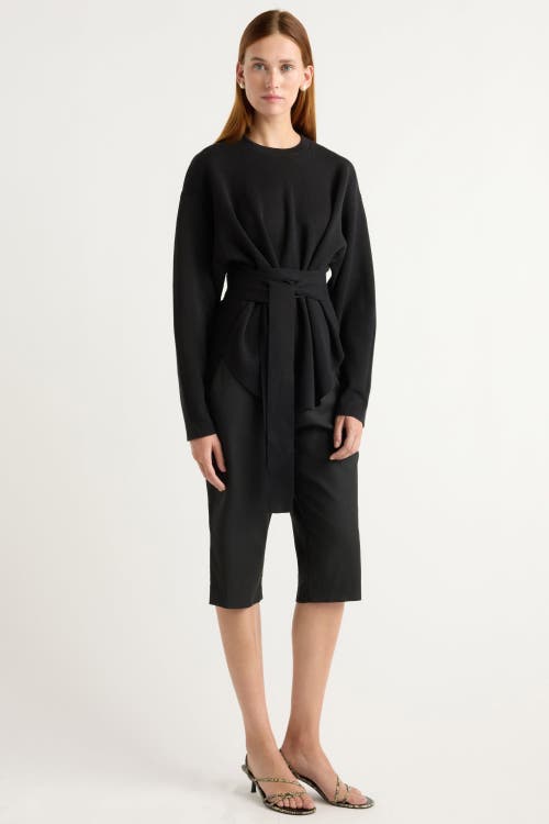 Modern Citizen Nara Tie-front Knit Sweater In Black
