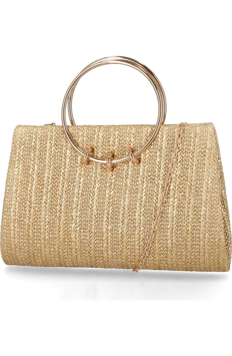 Jessica McClintock Lottie Ring Top Handle Clutch, Alternate, color, Light Gold Metallic