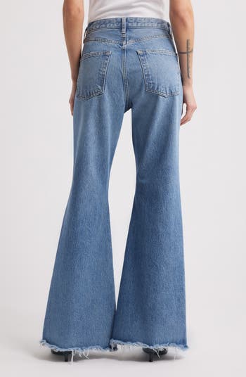 The Lax Frayed High Waist Flare Jeans