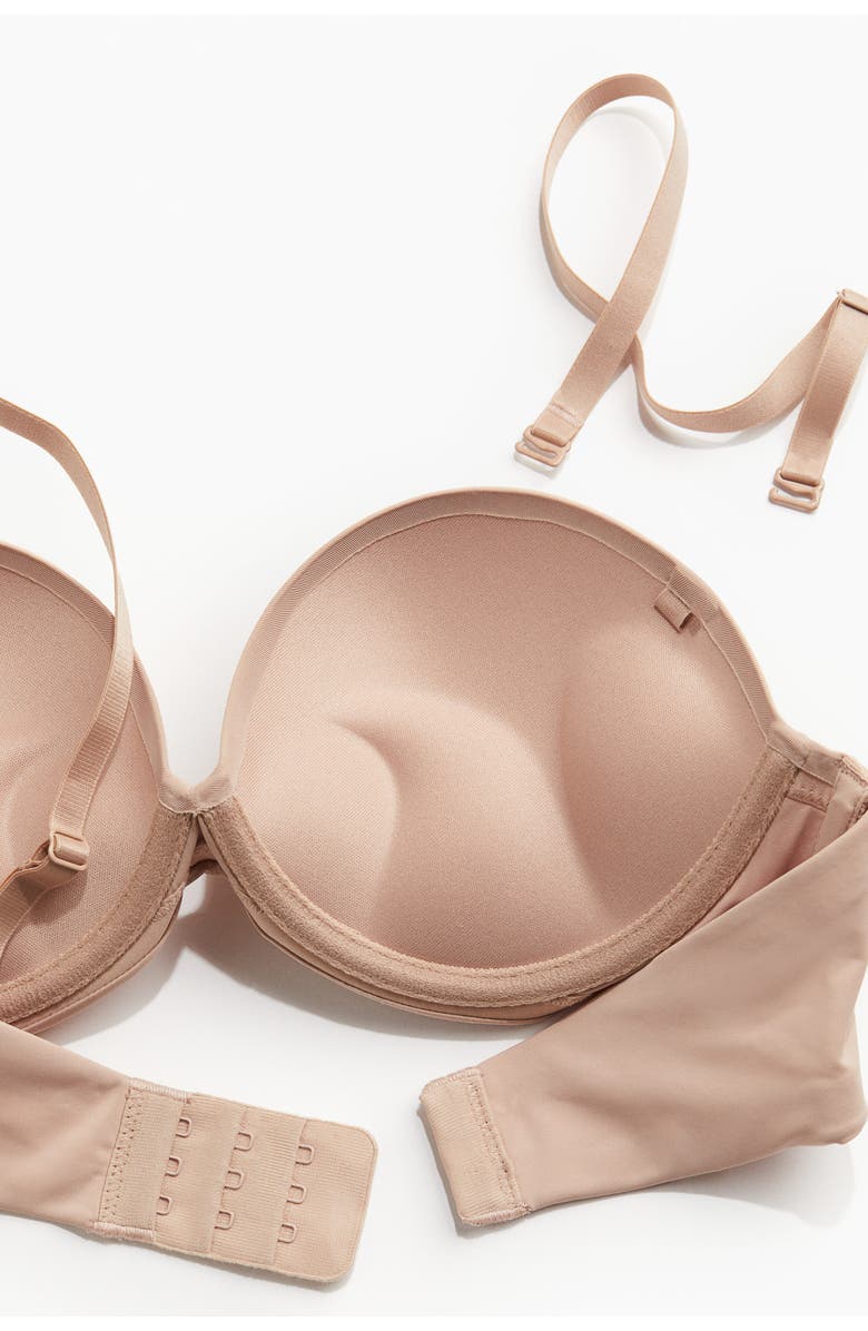 H&M Microfibre Super Push-up Balconette Bra, Alternate, color, Beige