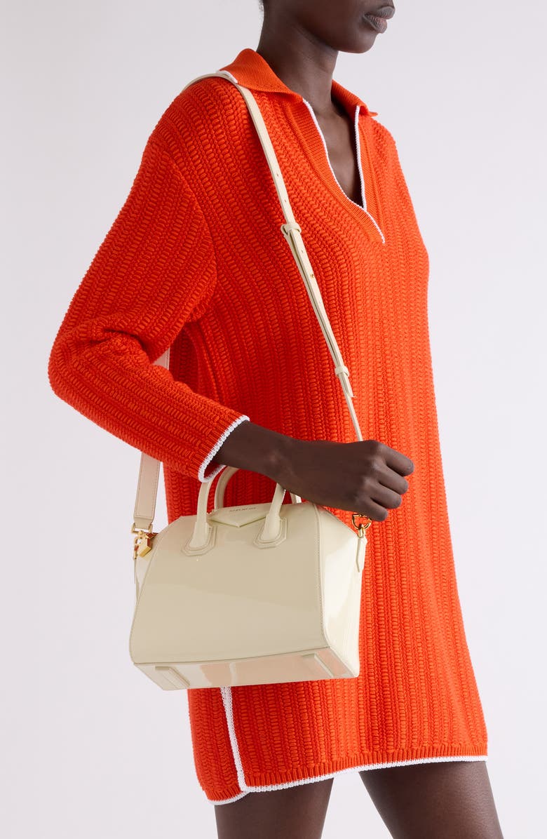 Givenchy Mini Antigona Patent Leather Satchel, Alternate, color, 156-Cream